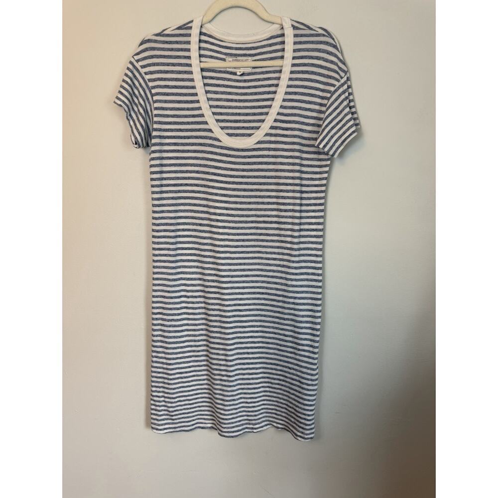 Current Elliott Slouchy Scoop Neck Striped Cotton Short Sleeve Tshirt Dress Sz 0